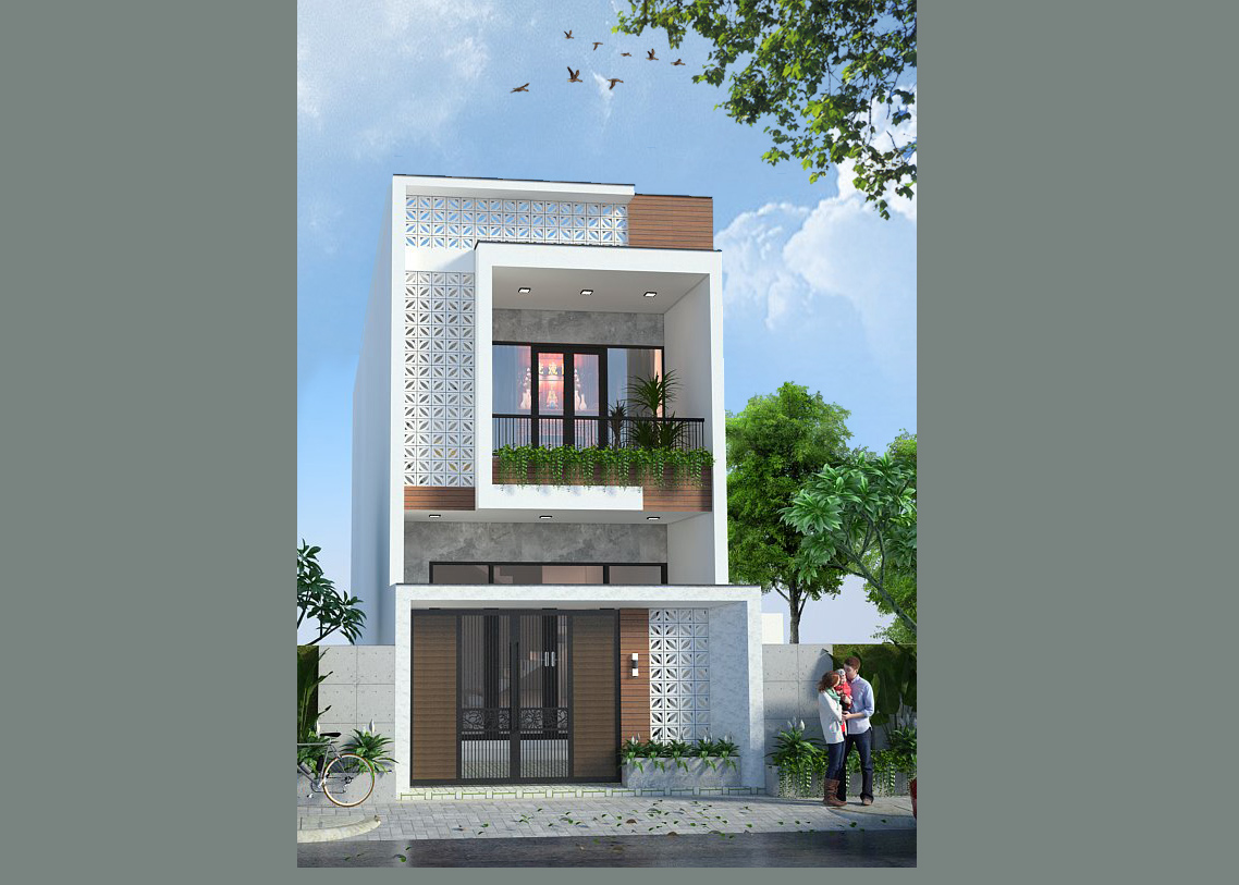 Nhà phố 2 tầng 5x20m (full hồ sơ thi công kiến trúc, kết cấu, điện nước)